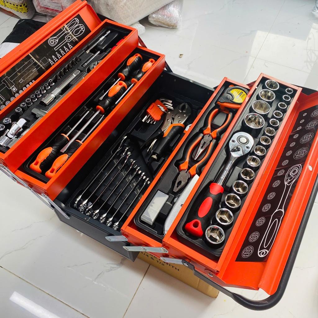 Thùng đồ nghề sửa chữa di động 85 Chi Tiết, sửa chữa xe chuyên dụng 85 chi tiết có hộp đựng đồ