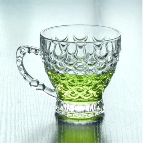 Ly Thủy Tinh Green Apple Fish scale Tea 210ml | Cốc Thủy Tinh có Quai cao cấp