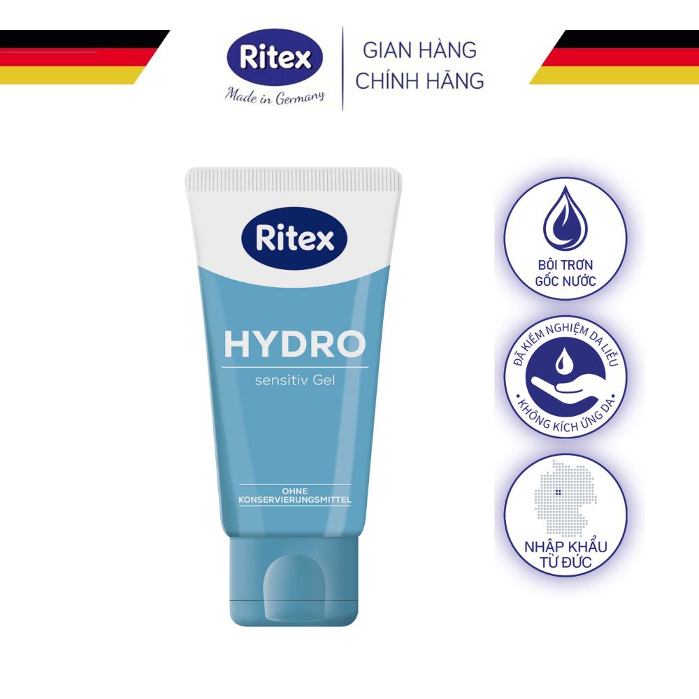 Gel bôi trơn gốc nước Ritex Hydro, mát lạnh tăng khoái cảm,tuýp 50ml