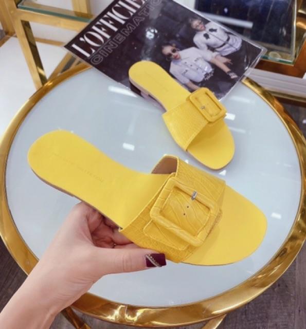 Dép quai ngang khóa vuông da rắn