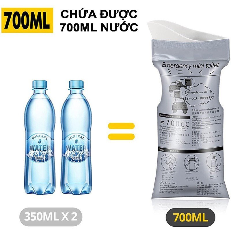 Túi Đi Tiểu Unisex. Túi đi vệ sinh, túi ói khẩn cấp trên xe ô tô. Dung tích 700ml