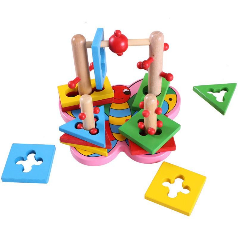 Đồ chơi thả khối thả hình bướm đồ chơi gỗ TINA Giúp Bé Nhận Biết Màu Sắc Phát Triển Trí Tuệ