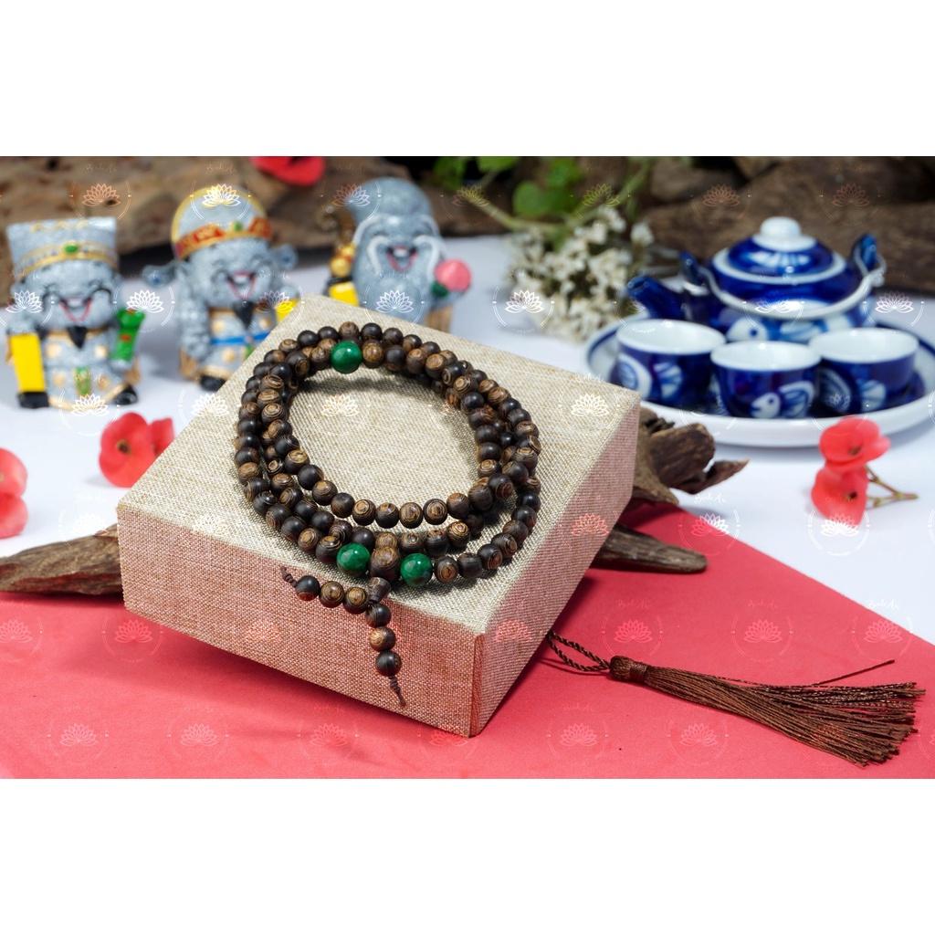 Vòng Tay Trầm Hương 108 Hạt Sánh Chìm Nước mix Charm - Chuỗi Tràng Hạt - Trầm Hương Tự Nhiên.
