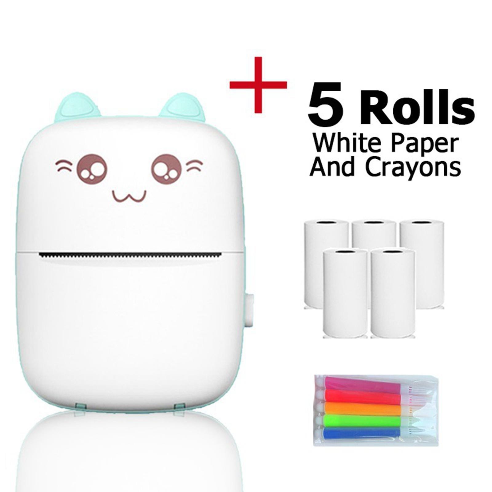 Inkless Printer Portable Rechargeable Printer Crayons Blue