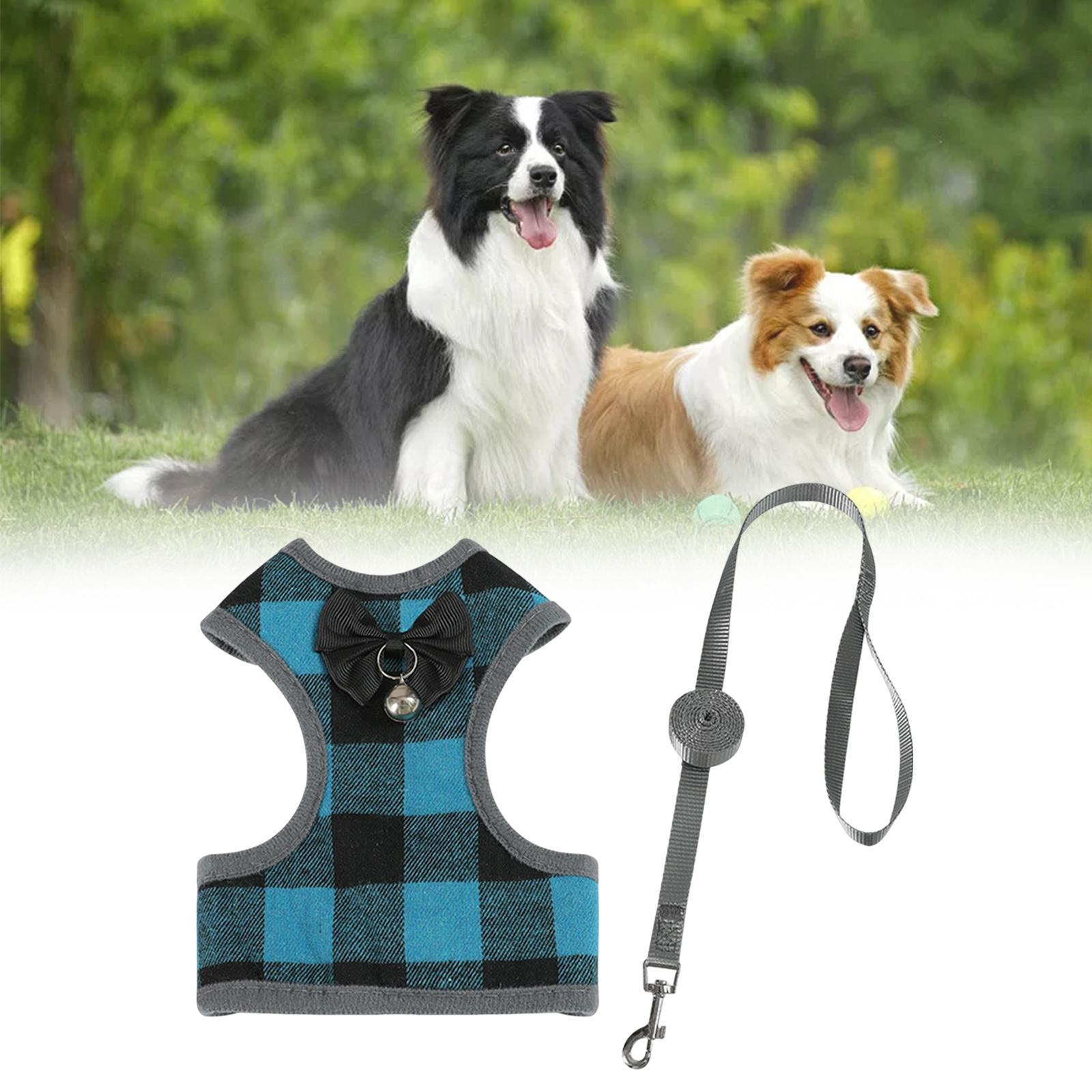 Dog Harness and Leash Set Harness Vest with Bowtie Bell Wearable Accessories