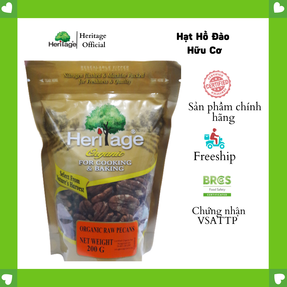 Hạt Hồ Đào Hữu Cơ Heritage gói 200g – Organic Pecan