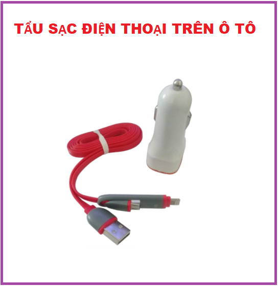 Tẩu sạc nhanh điện thoại trên ô tô. Tẩu Sạc Điện Thoại Ô Tô Xe Hơi có 3 chân cắm thông dụng Thiết Kế Nhỏ Gọn có 2 Cổng USB