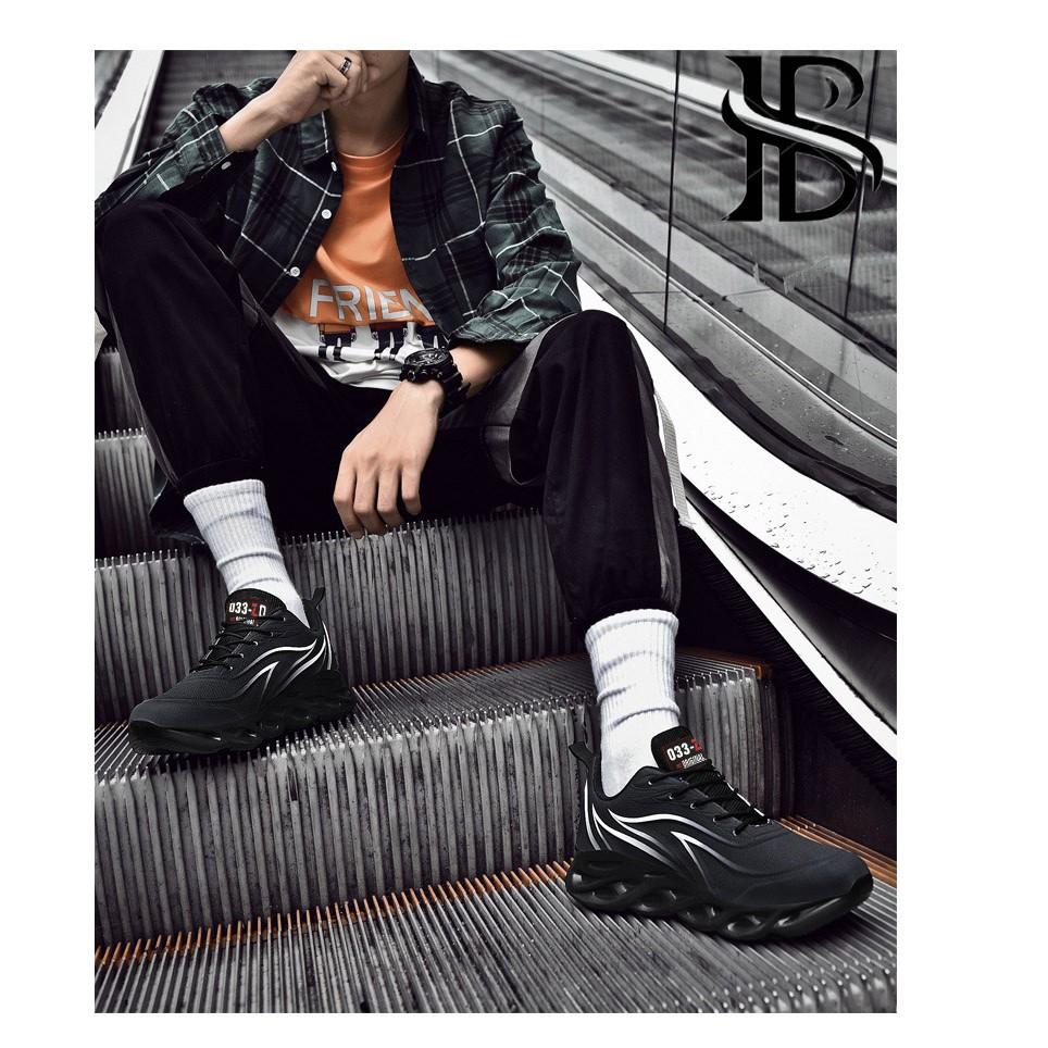 Giày Thể Thao Nam - Giày Sneacker Đen, Tăng Chiều Cao, Vải Dệt Thoáng Khí, Đế Cao Su Cực Êm - BTS Shoes