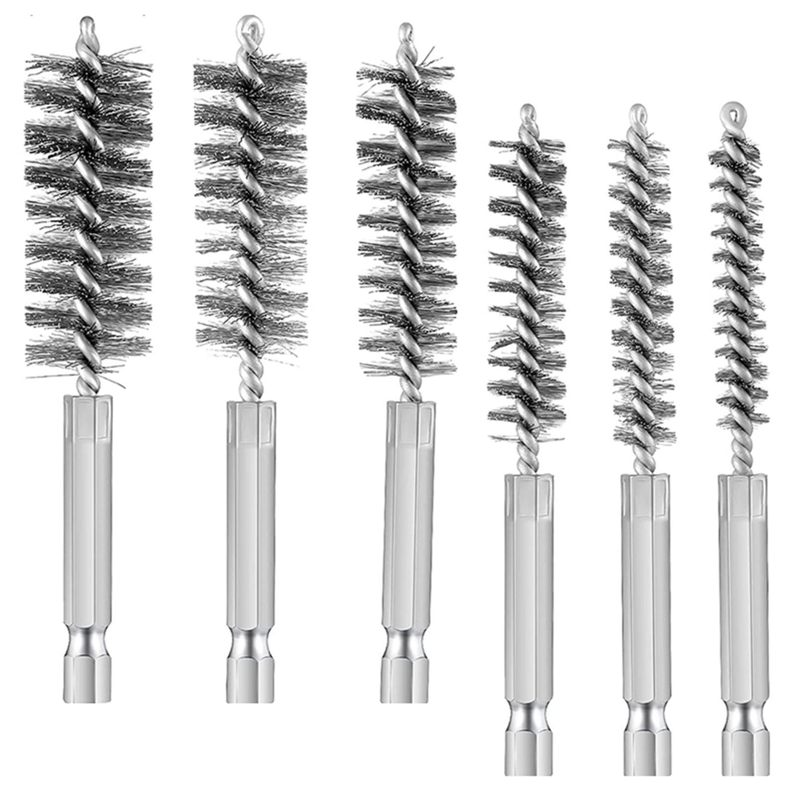 Bore Cleaning Brush 8-19mm Hex Shank Brush Twisted Wire Drill Brush for Electric Impact Drill 6PCS Cleaning Brush