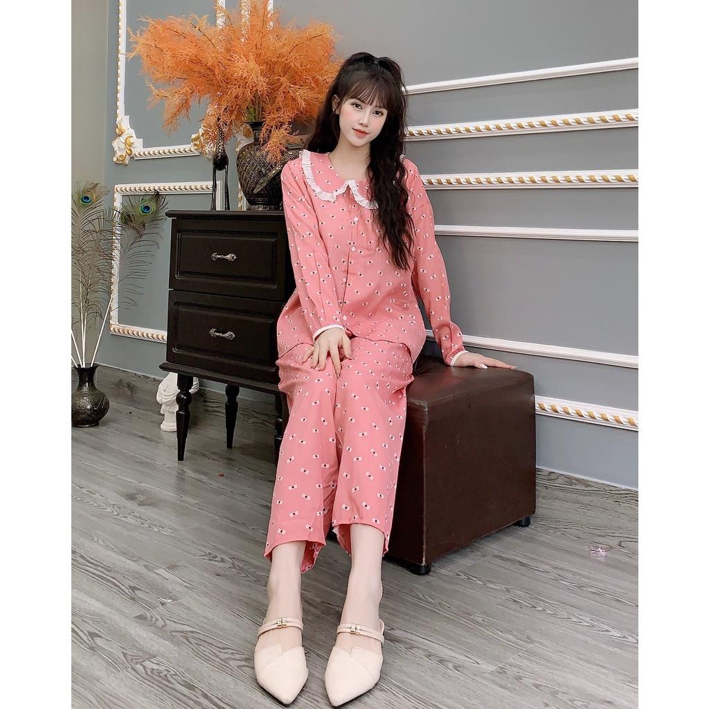 Bộ đồ bầu dài tay M410 chất đũi hoa cao cấp freesize từ 45 đến 70kg