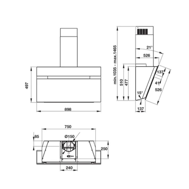 Máy Hút Mùi Áp Tường Hafele HH-WVG90C 539.89.335 - 900m3/h - Ngang 89.8cm - Hàng Chính Hãng