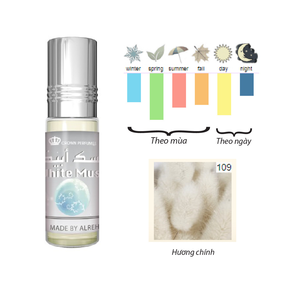 Tinh dầu nước hoa Dubai_ WHITE MUSK Al-Rehab_ UNISEX (Hàng chính hãng)