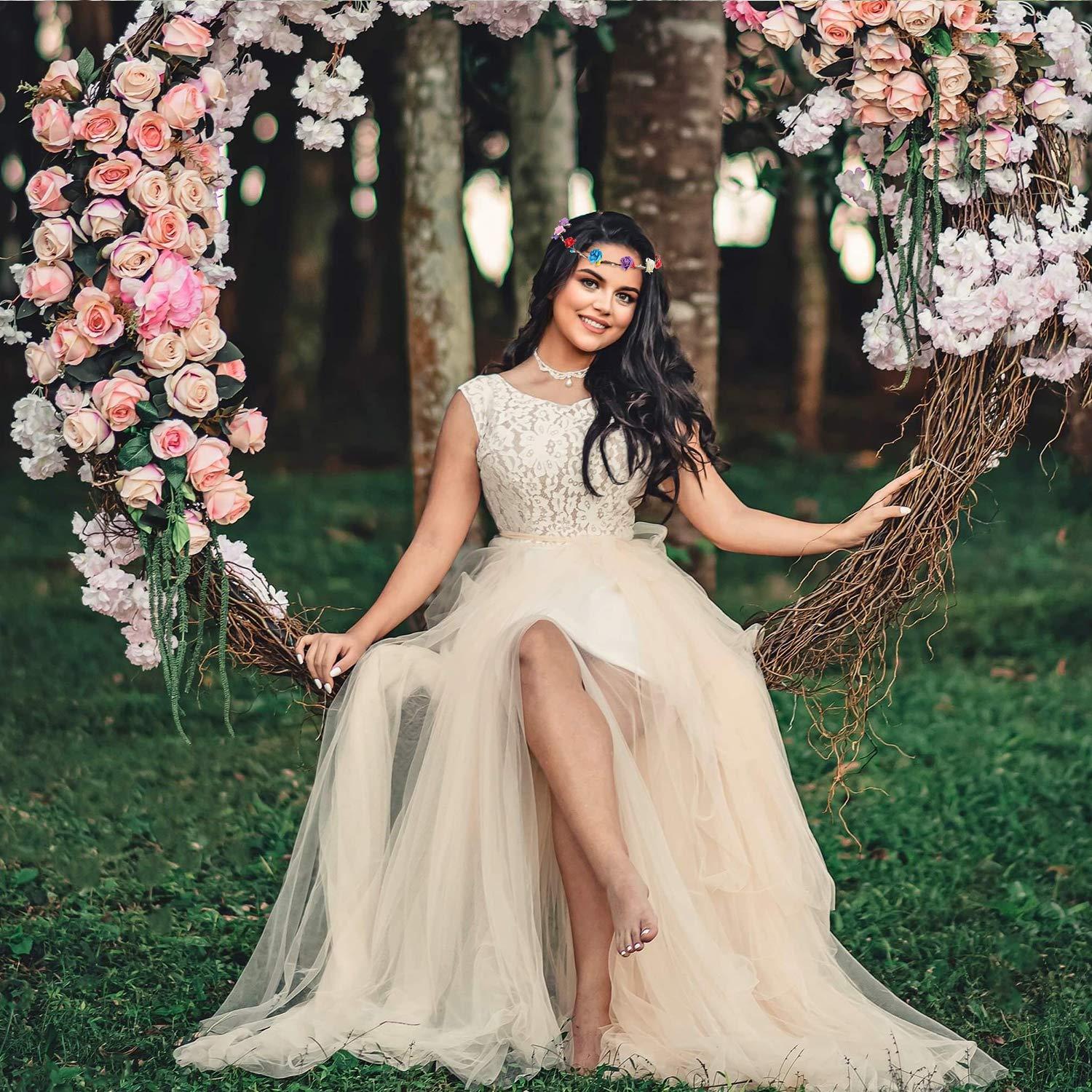 Hoa headband, 10 mảnh dẫn hoa vòng hoa vòng hoa gia nhập tóc -nếp trán dốc cao