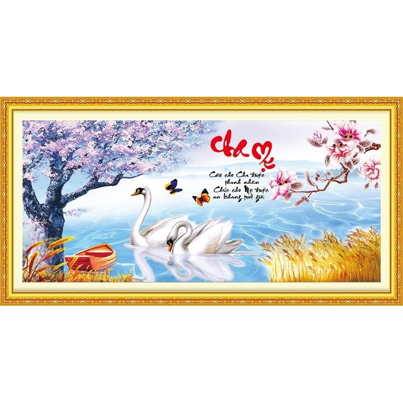 Tranh đính đá Cha Mẹ - chưa đính