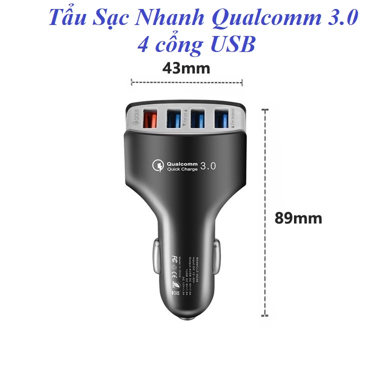 Tẩu sạc nhanh 4 USB Qualcomm Quick Charge 3.0 