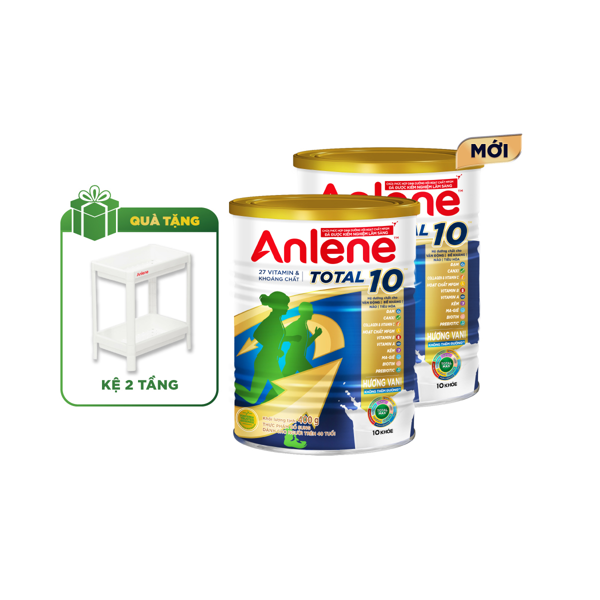 Combo 2 Sữa bột bổ sung dinh dưỡng Anlene Total 10 ( Hộp thiếc 400g) tặng chảo Inox