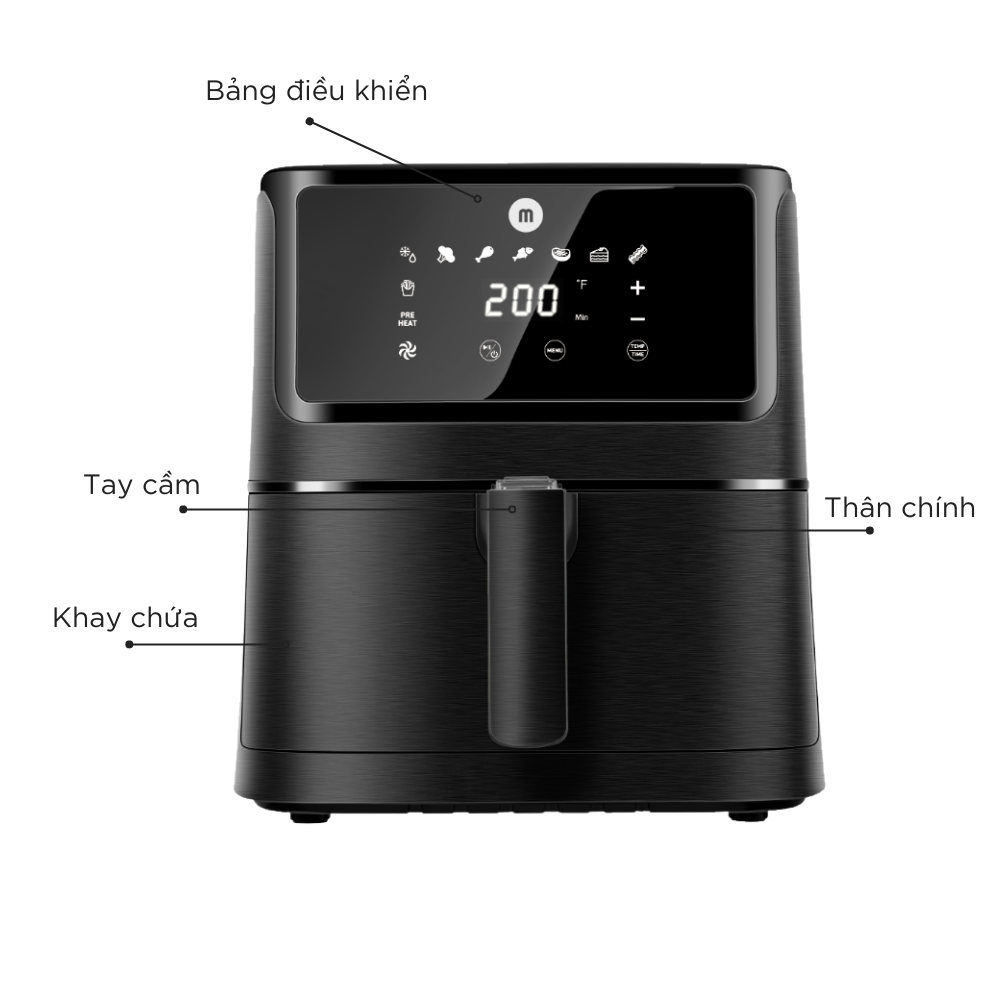 Nồi chiên không dầu 5.5L điện tử Mishio MK284 - Hàng chính hãng
