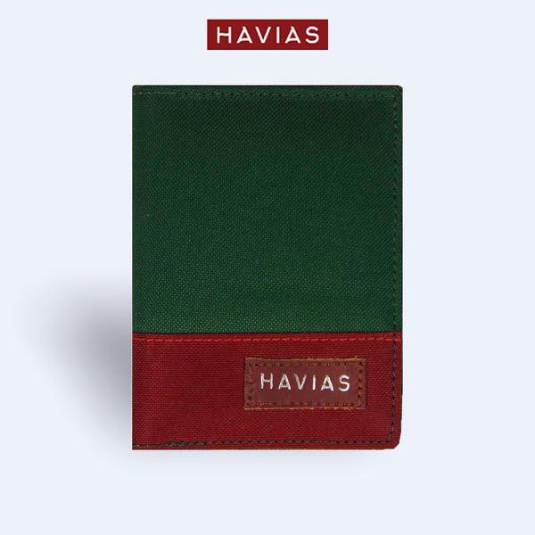 Ví Vải Modern Fabric Vertical Wallet HAVIAS - Xanh Rêu Phối Đỏ