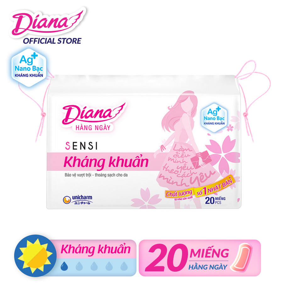 Bộ 6 Gói Băng Vệ Sinh Diana Hàng Ngày Sensi Kháng Khuẩn (20 Miếng/Gói)