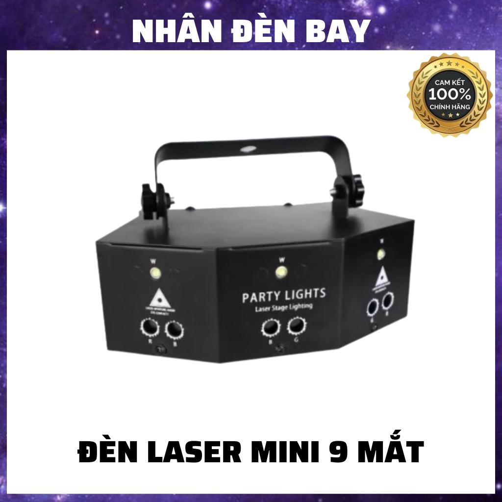 Đèn Laser Mini 9 Mắt Chiếu Hiệu Ứng Laze 3D Cảm Biến Nhạc Dùng Cho Phòng Bay, Karaoke, Bar