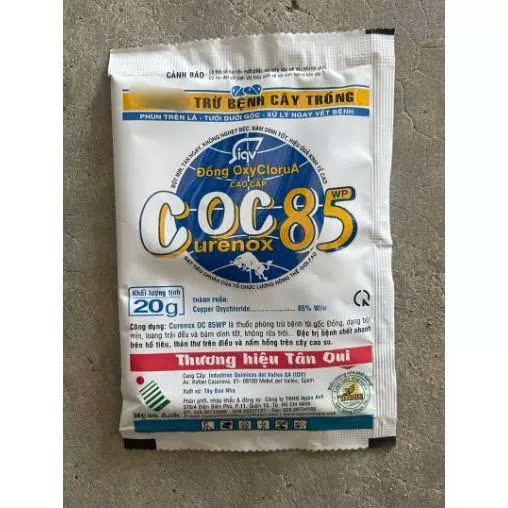 COC 85 (20g) Đồng oxy. gốc đồng trừ nấm bệnh cao cấp phổ rộng: đốm vàng lá, thán thư, chết cây