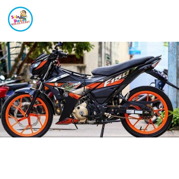 Tem rời satria fi đỏ đen chất liệu CROM