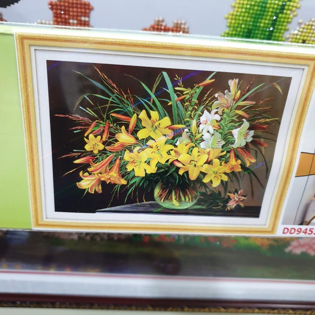 Tranh Đính Đá HOA KHAI PHÚ QUÝ . Kích Thước: 65cm x 50cm