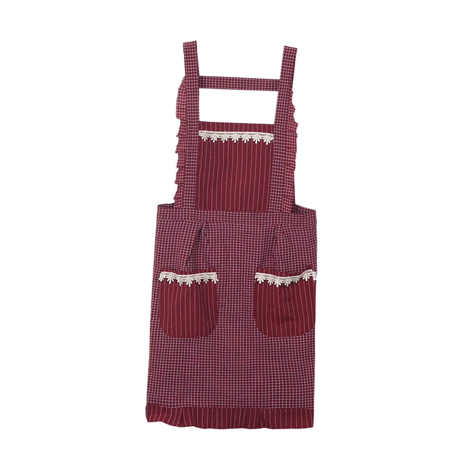 Kitchen Apron Gardening Apron with Pockets Barista Apron for Home Red