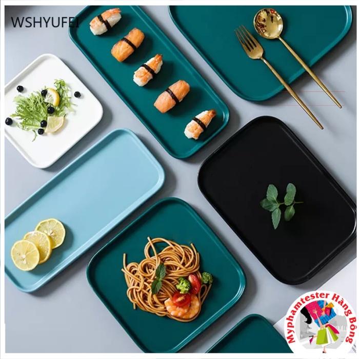 Đĩa sứ chữ nhật nhiều màu sang chảnh