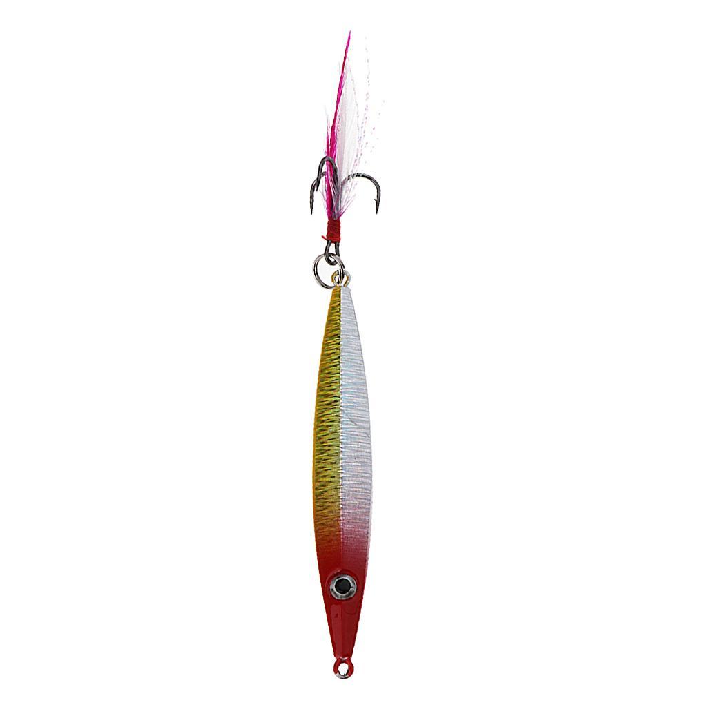Hard Jigging Lead Fish Baits 21g 8cm Metal Fishing Lure Long Casting Lure with Feather Hook