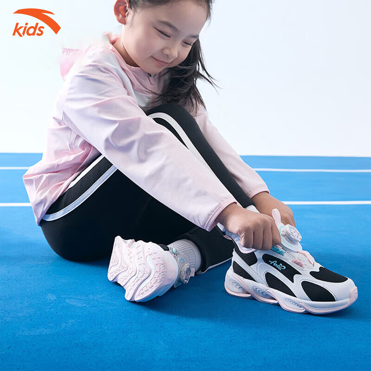 Giày thời trang thể thao bé gái Anta Kids, dòng chạy, kết hợp vải lưới thoáng khí 322319912