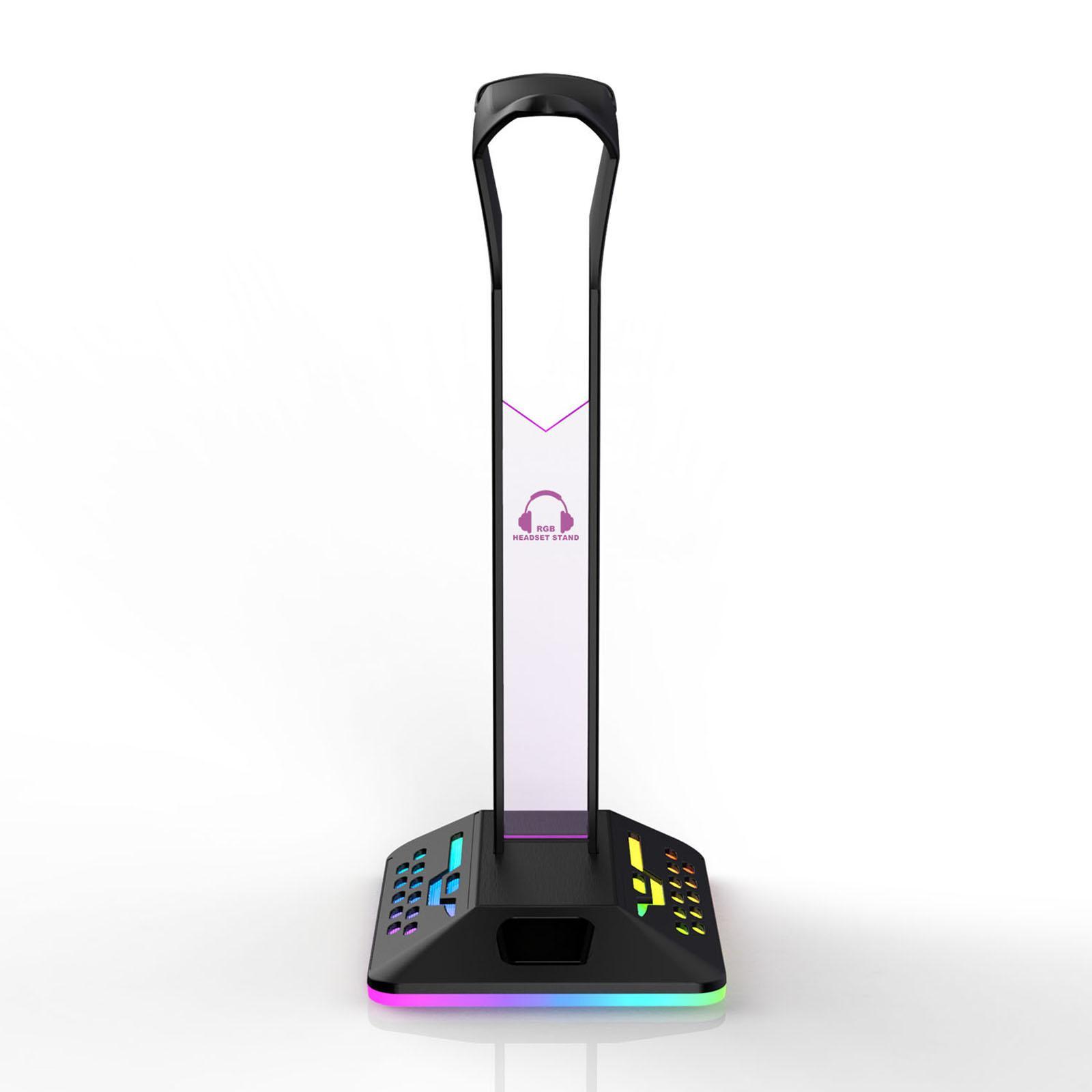 RGB Headphones Stand with 2 USB Ports Desktop Headset Stand Headset Rack for Table Desktop