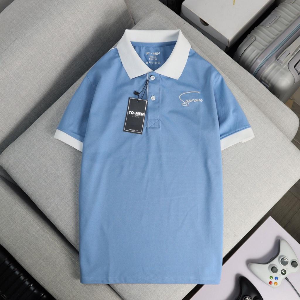 Áo thun polo nam đẹp cổ trụ bẻ, phối màu đơn giản, sang trọng, vải cá sấu cotton thoáng mát thêu chữ - MSAT02