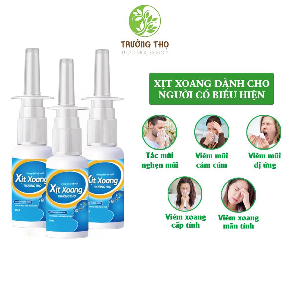 XỊT XOANG MŨI TRƯỜNG THỌ GIẢM VIÊM MŨI DỊ ỨNG, VIÊM XOANG MẠN, CẢM CÚM. DỨT ĐIỂM XOANG CẤP VÀ MÃN TĨNH CHAI 15ML – HÀNG CHÍNH HÃNG