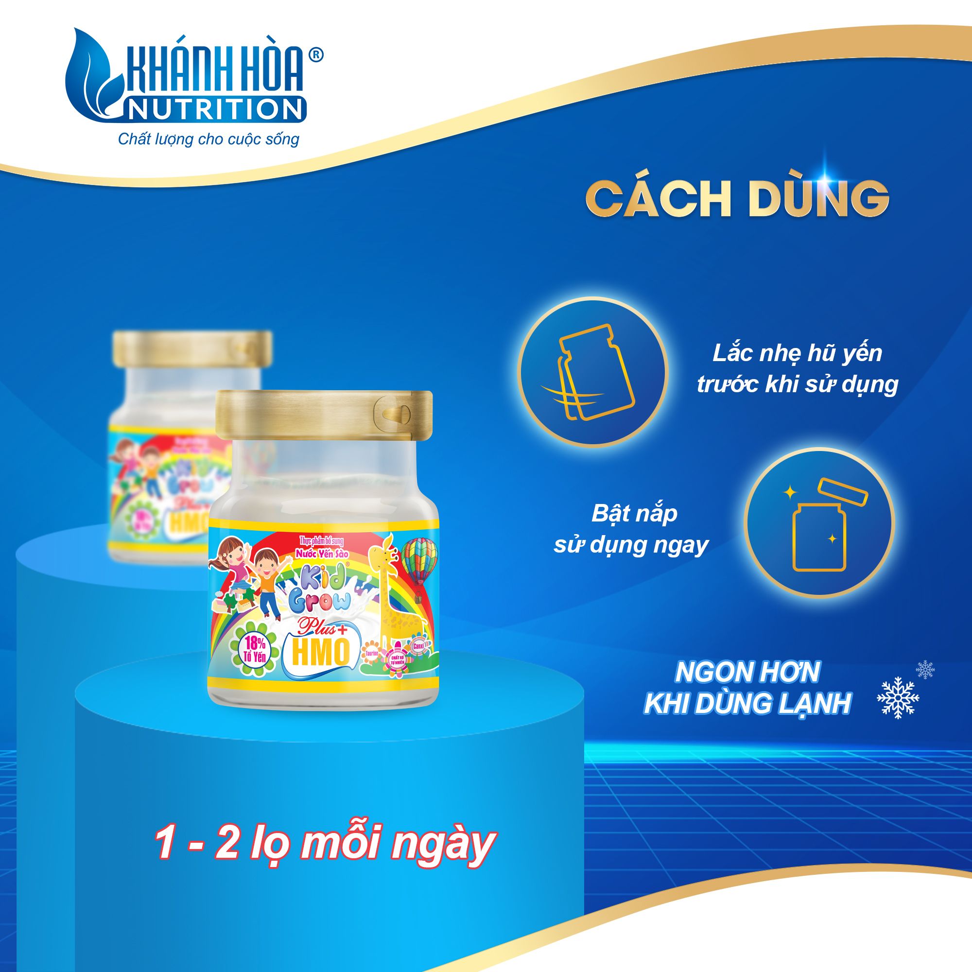 Nước Yến Sào KidGrow Bổ Sung HMO 18% -Khánh Hòa Nutrition - 6 Lọ x 70 ML