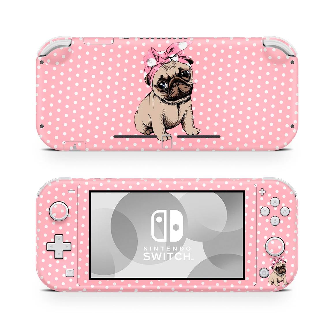 Skin decal dán Nintendo Switch Lite mẫu Calin Pug Lover (dễ dán, đã cắt sẵn)