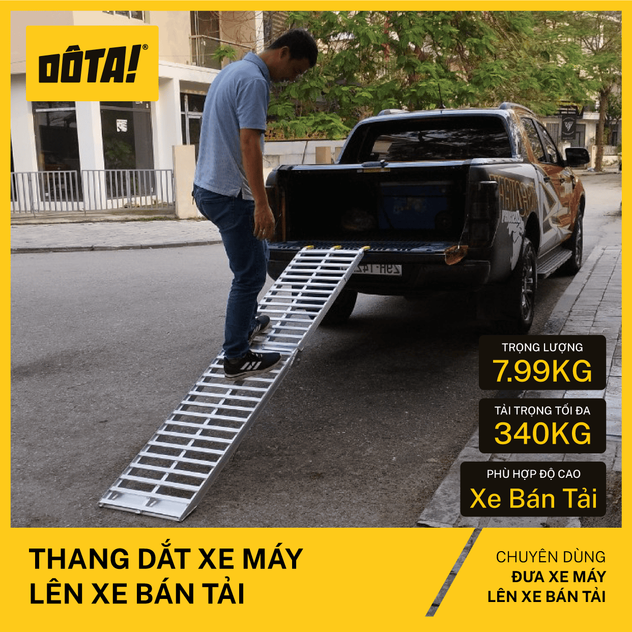 Cầu Dắt Xe Máy - Thang Dắt Xe Máy Lên Xe Bán Tải