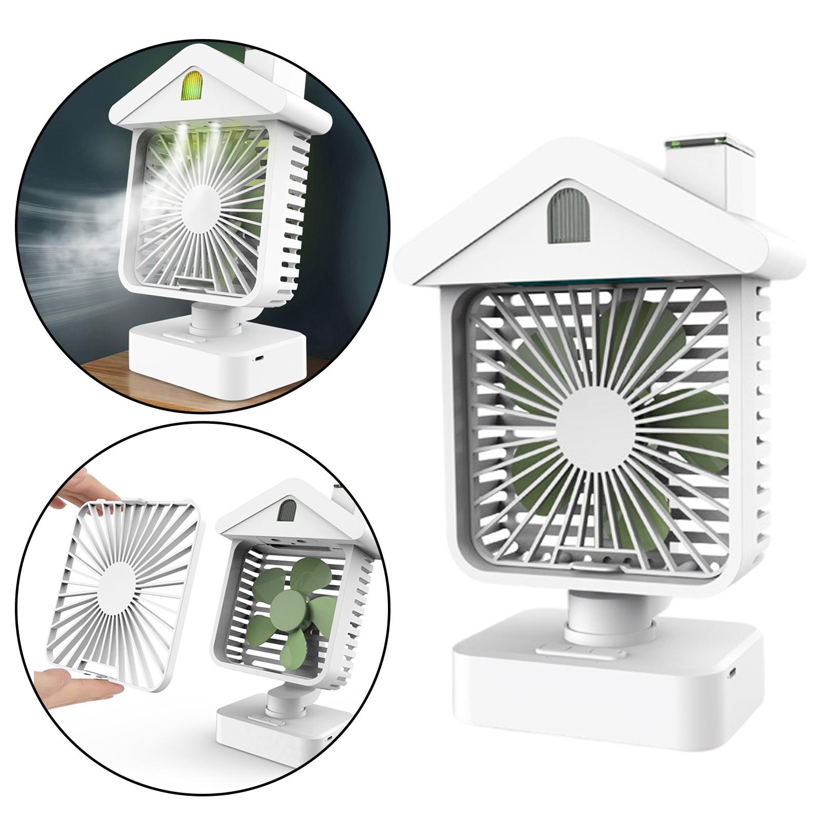 Portable Air Conditioner Cooler, Noiseless Air Fan Rechargeable USB Desk Fan with 3 Speeds, LED Night, Office Cooler Humidifier for Home Dorm