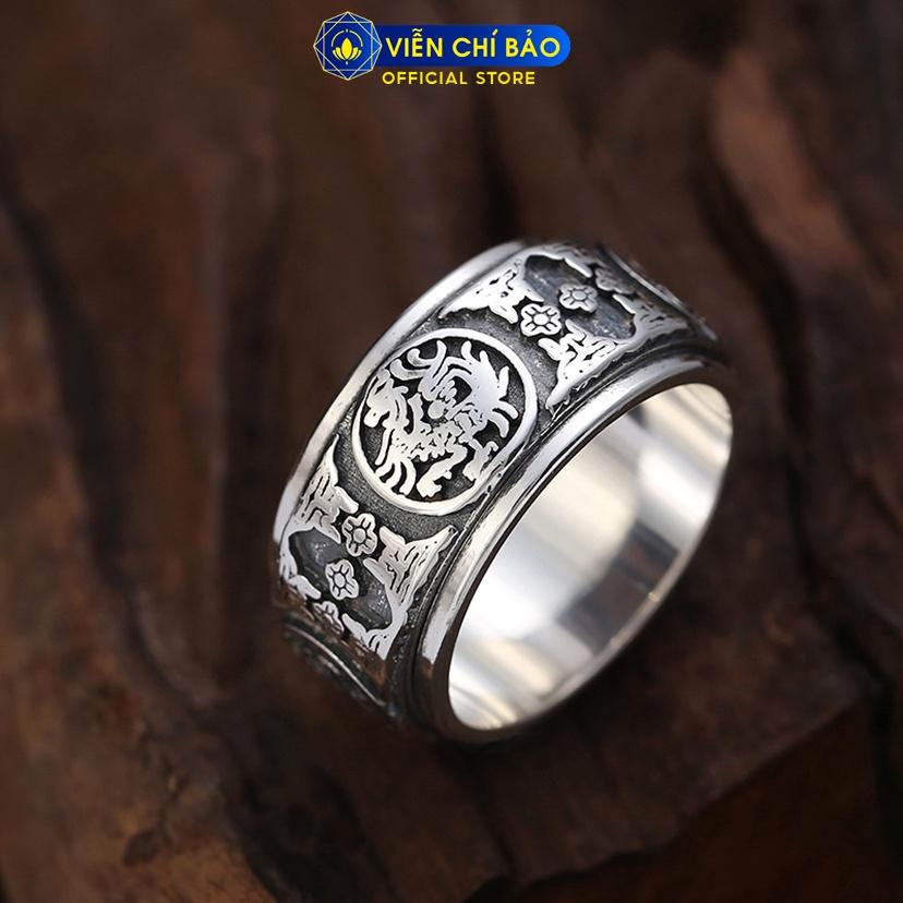 Nhẫn bạc nam Tứ Đại Thần Thú xoay chất liệu bạc Thái 925 thời trang nữ phụ kiện trang sức nữ Viễn Chí Bảo N101289