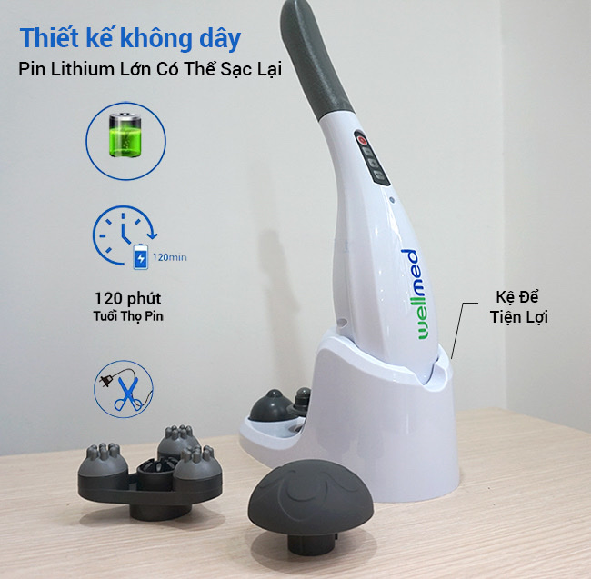 MÁY MASSAGE TOÀN THÂN KHÔNG DÂY 4 ĐẦU 5 CHẾ ĐỘ CẦM TAY BẢO HÀNH 24 THÁNG