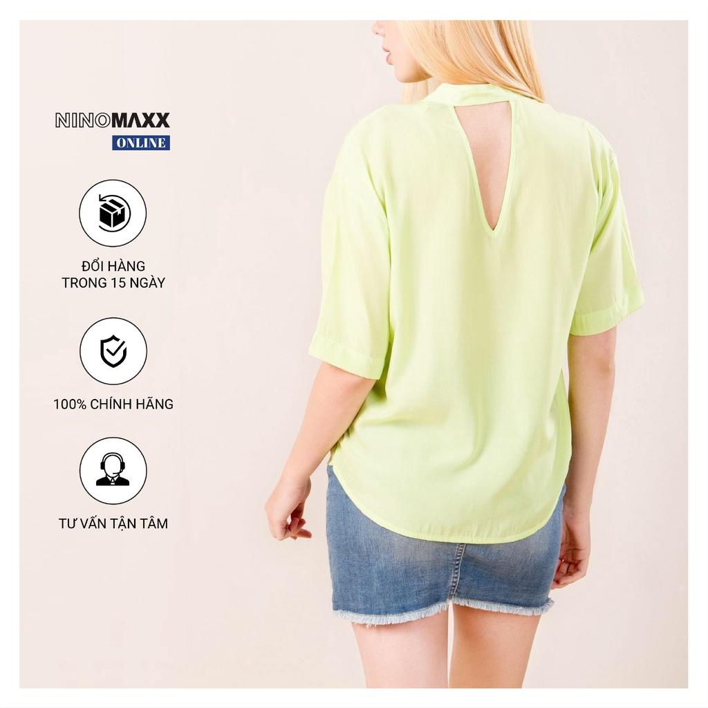 Áo sơ mi nữ Ninomaxx tay lửng cổ trụ mã 1903075