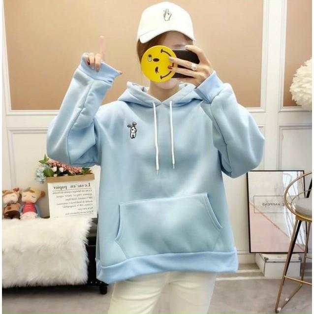 Áo hoodie nữ  Áo khoác hoodie nữ giữ ấm mùa đông lạnh ( tai thỏ ) cute thời trang Freesize dưới 60kg