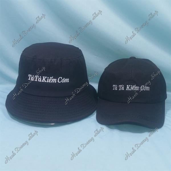 Set Nón Cặp Bucket & Cap Tà Tà Kiếm Cơm (KCT01); (KKC01) - Đen