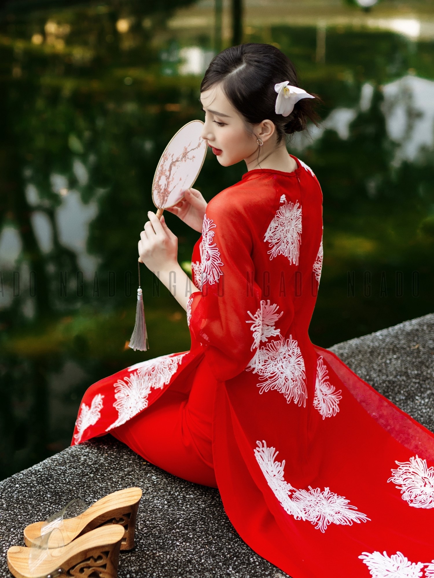 Áo dài Đào Viên NGADO , áo dài Tết , áo dài cách tân , áo dài truyền thống