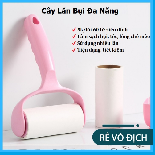 Cây lăn bụi làm sạch quần áo, ga giường, sofa, lăn lông chó mèo lõi 10cm. Lõi Dự Phòng Thay Thế 60 Tờ GD597