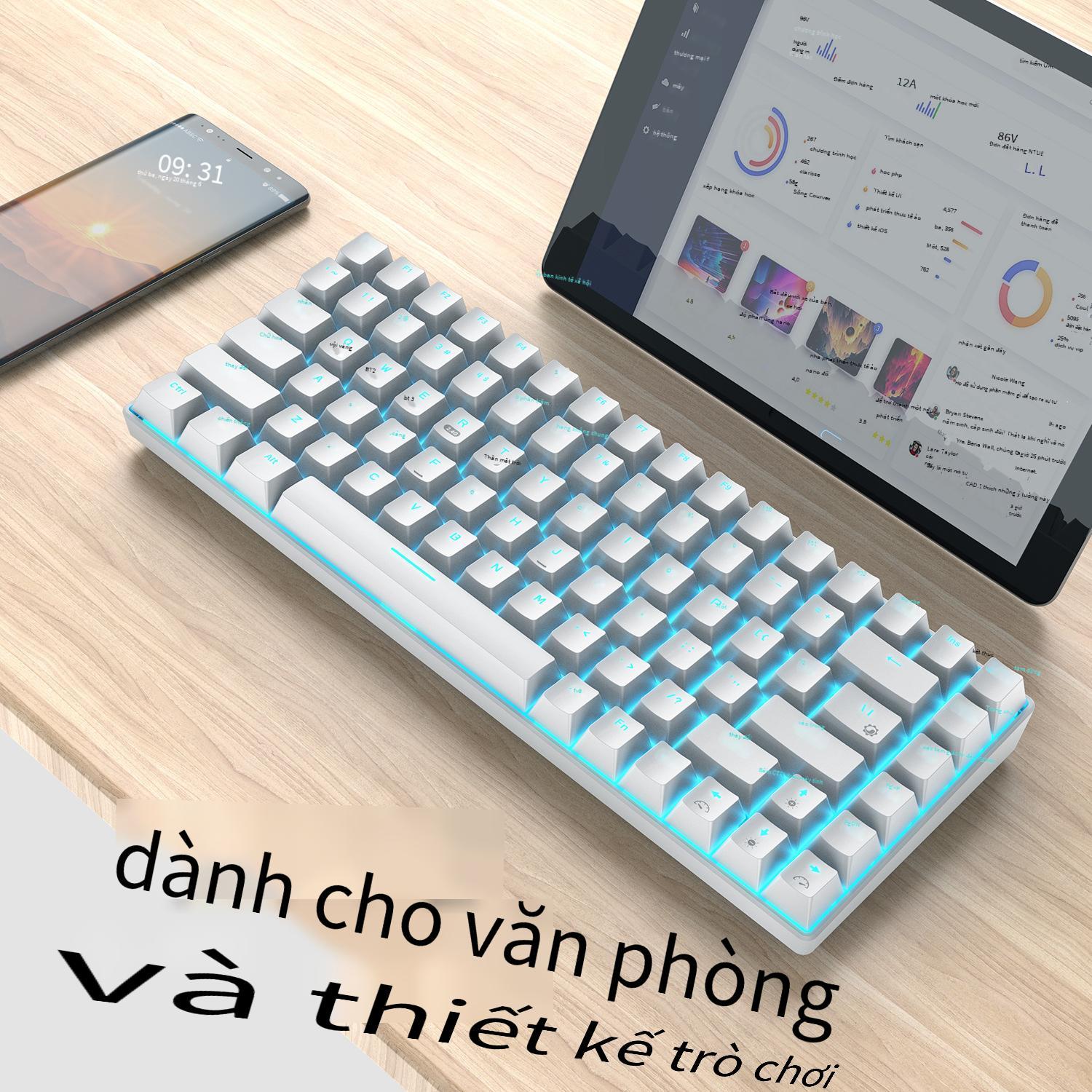 Phong cách mới nhất Xinmeng RF-84RGB ba chế độ Bluetooth 2.4G bàn phím cơ không dây Bàn phím máy tính xách tay trò chơi tùy chỉnh 84 phím