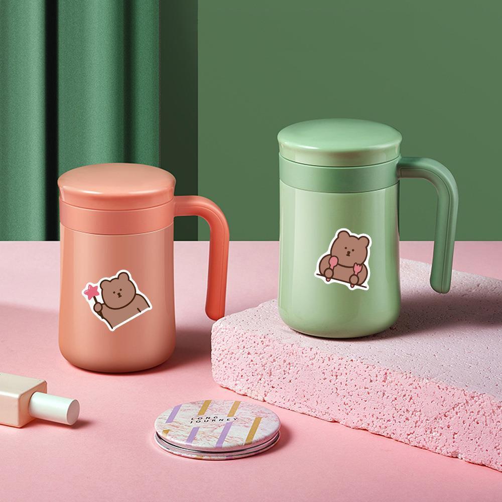 Sticker gấu nâu hàn quốc hoạt hình cute trang trí mũ bảo hiểm, guitar, ukulele, điện thoại, sổ tay, laptop-mẫu S62