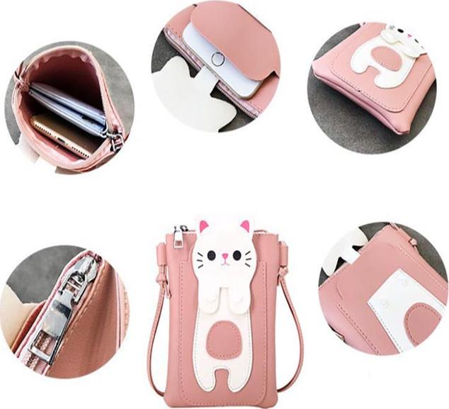 Túi đựng điện thoại - túi đeo chéo mini bag hình chú mèo đáng yêu