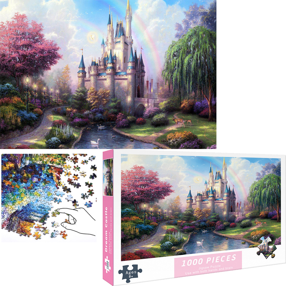 Bộ Tranh Ghép Xếp Hình 1000 Pcs Jigsaw Puzzle Lâu Đài Tưởng Tượng Bản Cao Cấp