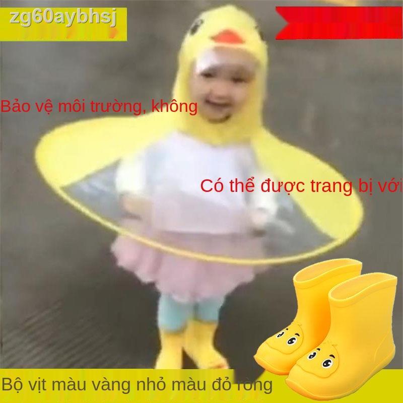 Áo mưa trẻ em ngộ nghĩnh kiểu Hàn Quốc Áo mưa Con vịt nhỏ Màu vàng choàng Mũ ô cho trẻ 3 - 5 tuổi - Size S < 4 tuổi